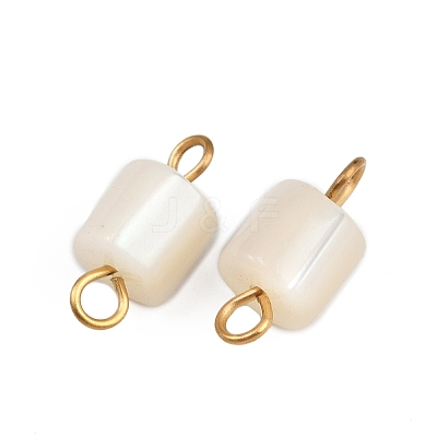 Natural Shell Square Connector Charms STAS-D378-23G-1