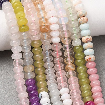 Glass & Natural White Shell & Dyed Howlite Beads Strands G-Z135-C09-4X6MM-1