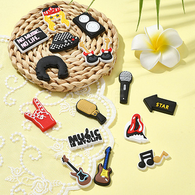 32Pcs 16 Styles Singer Theme PVC Plastic Cabochons FIND-CJ0002-55-1