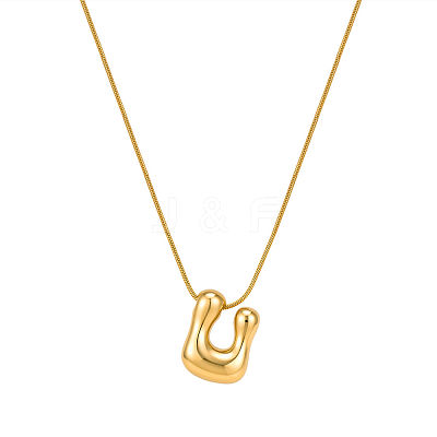 304 Stainless Steel Alphabet Pendant Necklaces for Men and Women GP1122-21-1