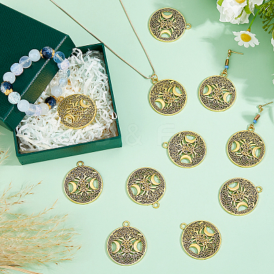 40Pcs Tibetan Style Hollow Alloy Pendants TIBEP-FH0001-29AG-1