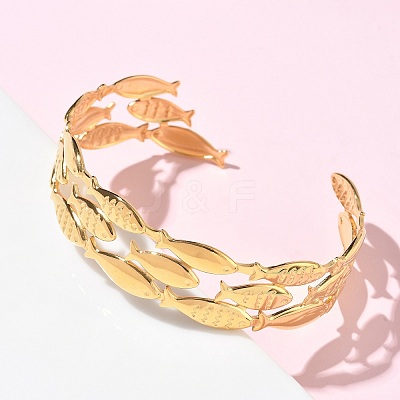 304 Stainless Steel Cuff Bangles BJEW-B158-04G-01-1
