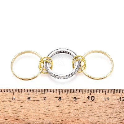 Brass Micro Pave Cubic Zirconia Finger Rings RJEW-D325-01PG-06-1