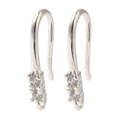Rack Plating Brass Micro Pave Clear Cubic Zirconia Earring Hooks KK-A231-04S-1