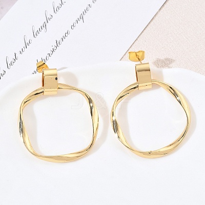 Brass Stud Dangle Earrings for Women KK-CBA4112-02G-1