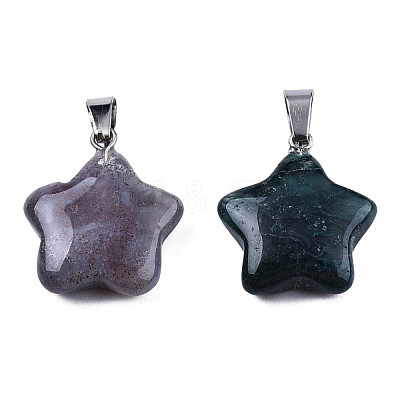 Star Natural Indian Agate Pendants G-Q367-28-1