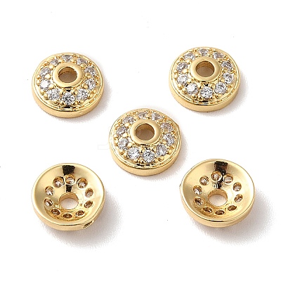 Brass Micro Pave Cubic Zirconia Bead Cone KK-E068-VF847-2-1