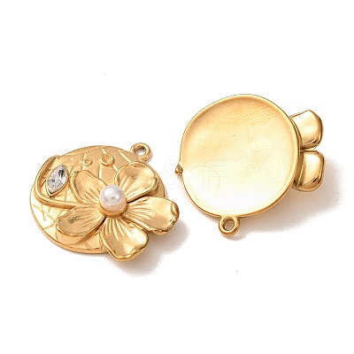 304 Stainless Steel with Crystal Rhinestone & ABS Plastic Imitation Pearl Pendants RB-CBAB7FA-01G-1