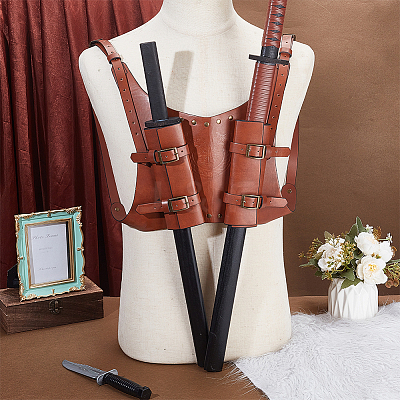 Retro Double Back Sword Frog AJEW-WH0455-107B-1
