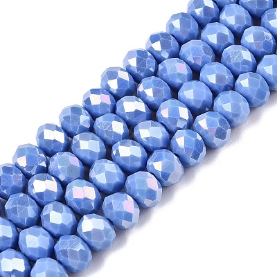 Electroplate Glass Beads Strands EGLA-A044-P8mm-B17-1