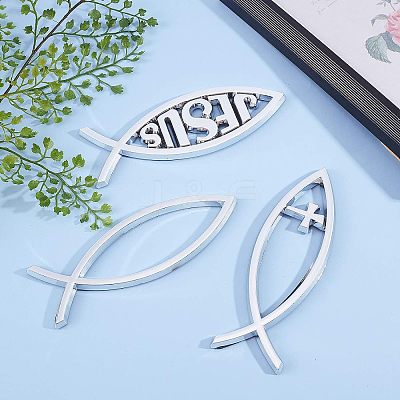 Easter Theme Waterproof ABS Plastic Jesus Fish Decal Sticker DIY-FH0001-004-1