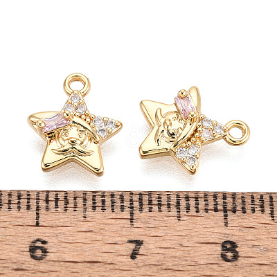 Brass Micro Pave Cubic Zirconia Charms KK-N263-143C-G-1