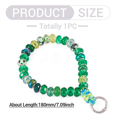 Resin Rondelle Bead with Polyester & Spandex Cord Phone Hand Strap Chains HJEW-TADJ0010-1