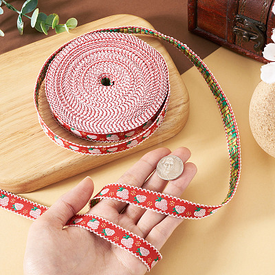 10Yards Polyester Strawberry Ribbon OCOR-TA0003-62A-1