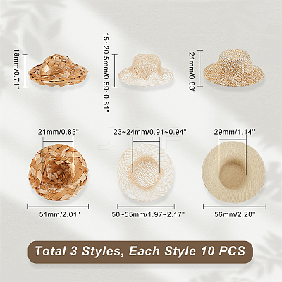 30Pcs 3 Style Doll Straw Hat DIY-GA0005-44-1