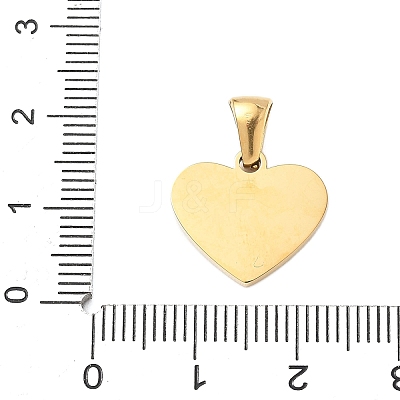 304 Stainless Steel Pave Natural White Shell Heart with Initial Slice Pendants STAS-R168-25G-A-1