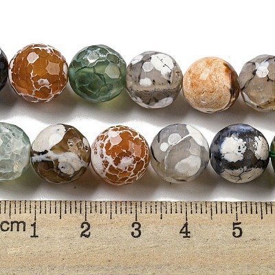 Faceted Natural Fire Crackle Agate Beads Strands X-G-F447-12mm-N03-1