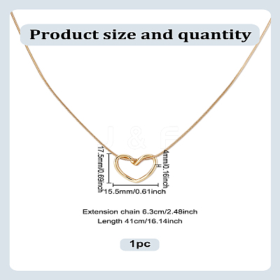 1Pc 304 Stainless Steel Heart Pendant Round Snake Chain Necklaces for Women NJEW-LP0009-42-1