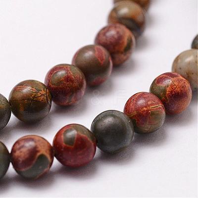Natural Polychrome Jasper/Picasso Stone/Picasso Jasper Bead Strands G-D840-85-10mm-1
