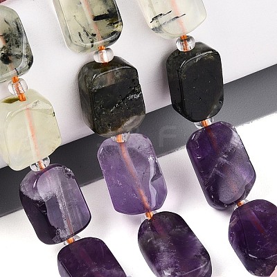 Natural Lapis Lazuli & Amethyst & Rose Quartz & Amazonite & Prehnite & Strawberry Quartz & Sunstone 7 Chakra Beads Strands G-C098-A30-01-1