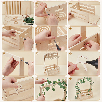 Wood Toddler Clothes Storage Basket AJEW-UN0002-75-1