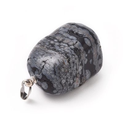 Natural Snowflake Obsidian Pendants G-K302-B04-1