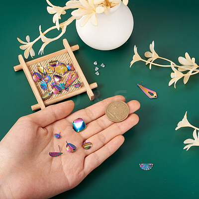 28Pcs 7 Style Rainbow Color 304 Stainless Steel Stud Earring Findings FIND-CW0001-20-1