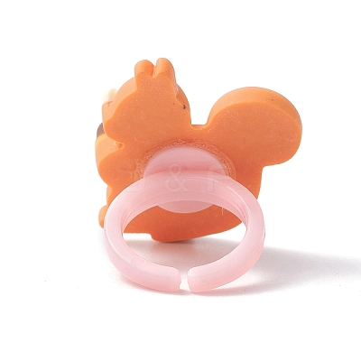 7Pcs 7 Style 3D Animals Resin Open Cuff Rings Set for Kids RJEW-JR00651-1