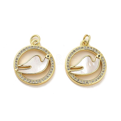 Brass Micro Pave Clear Cubic Zirconia Pendants KK-K365-01G-01-1
