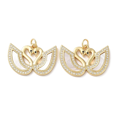 Brass Micro Pave Clear Cubic Zirconia Pendants KK-B083-33G-G-1