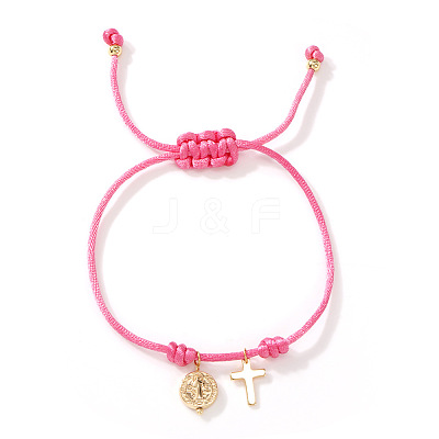 Adjustable Brass Religion Cross Virgin Charm Nylon Cord Braided Bracelets GY3057-3-1