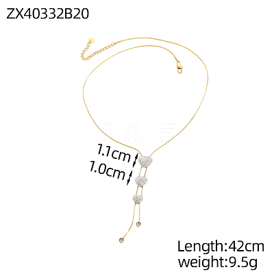 Heart 304 Stainless Steel Y-shaped Necklaces for Women STAS-OY013-92G-1