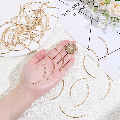 40Pcs Brass Curved Tube Beads for Bracelet Accessories KK-PH0012-86A-1