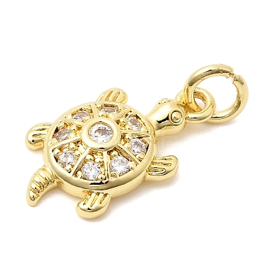Brass Pave Clear Cubic Zirconia Pendants KK-G554-08F-G-1