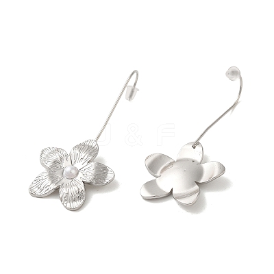 304 Stainlee Steel with Plastic Pearl Dangle Earring EJEW-Z045-06P-1
