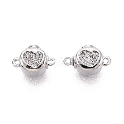Brass Micro Pave Clear Cubic Zirconia Box Clasps KK-Q074-08P-1