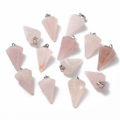Cone/Spike/Pendulum Natural Rose Quartz Stone Pendants G-R278-82-1