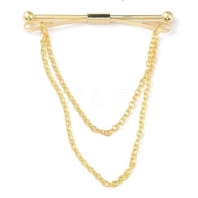Brass Hanging Chains Collar Pins Tie Clips AJEW-WH0401-65G-1