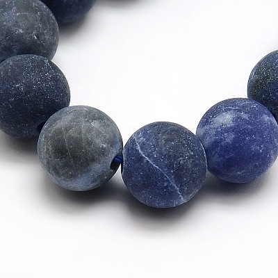 Frosted Natural Sodalite Round Bead Strands G-M064-10mm-01-1