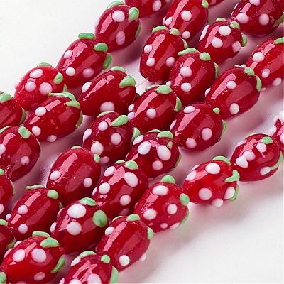 Handmade Lampwork 3D Strawberry Beads LAMP-R109A-15-1