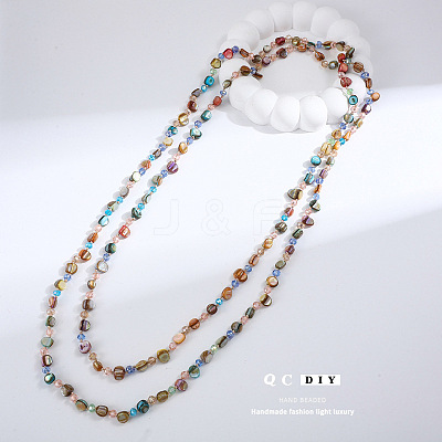 Bohemian Style Dyed Natural Shell Nuggets Beaded Long Necklaces for Women FS-WGE022A-01-1