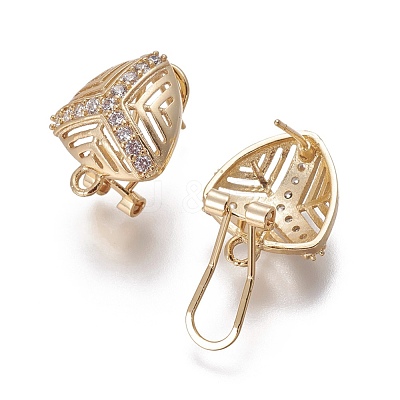 Brass Micro Pave Cubic Zirconia Stud Earring Findings KK-O121-23G-1