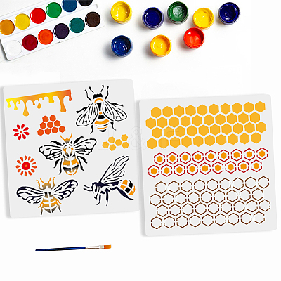 1 Set PET Hollow Out Drawing Painting Stencils DIY-MA0005-38B-03-1