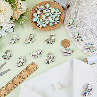 Platinum Tone Alloy Rhinestone Butterfly Cabochons DIY-FG0009-98A-1