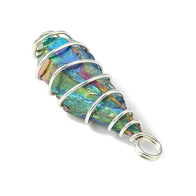 5Pcs Electroplated Natural Quartz Pendants PALLOY-JF03150-1