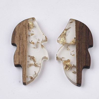Transparent Resin & Wood Cabochons X-RESI-Q210-015A-A01-1