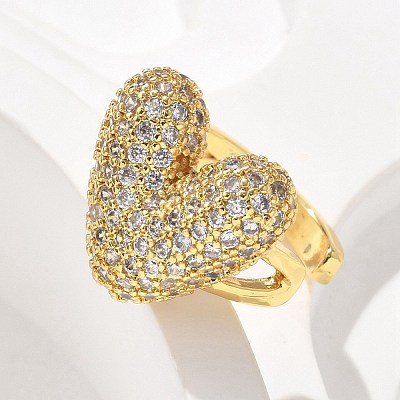 Brass Micro Pave Clear Cubic Zirconia Cuff Earrings EJEW-F359-13G-1