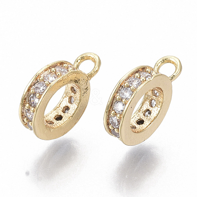 Brass Micro Pave Clear Cubic Zirconia Tube Bails KK-S348-486-NF-1