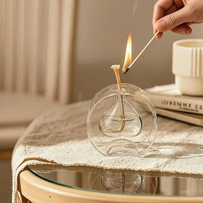 Transparent Glass Candle Holders with Candle Wick DIY-WH0308-997C-1