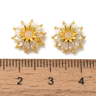 Brass Micro Pave Clear Cubic Zirconia Bead Caps KK-C072-01A-G-1